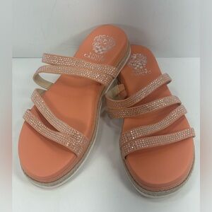 NEW - Vince Camuto Rallsan Crystal & Jute Embellished Strappy Sandals - 8.5M